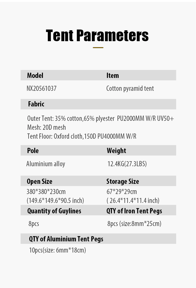 Cheap Goat Tents Mobi Garden ERA230 Large Cotton Canvas Tent With Stove Jack Glamping Pyramid Tent For Family Camping Hiking Travel 4 5 Persons   